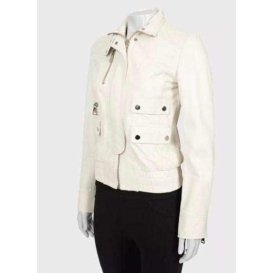 Dolce & Gabbana White Leather Jacket IT 40 / S Pre-owned