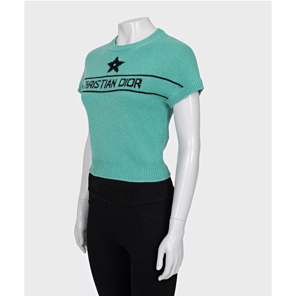 Christian Dior Green Cashmere Signature Top Sz.36/S Pre-owned