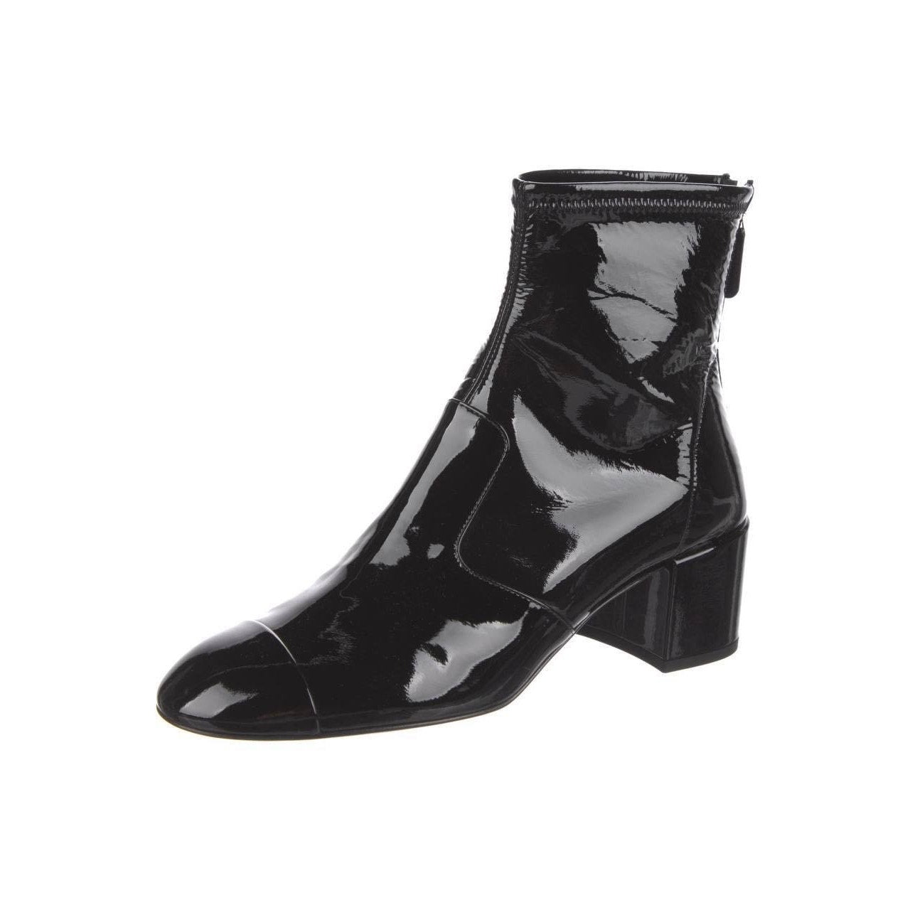 Chanel Cruise 2022 Black Patent Leather Ankle Boots Size 41 Pre-owned