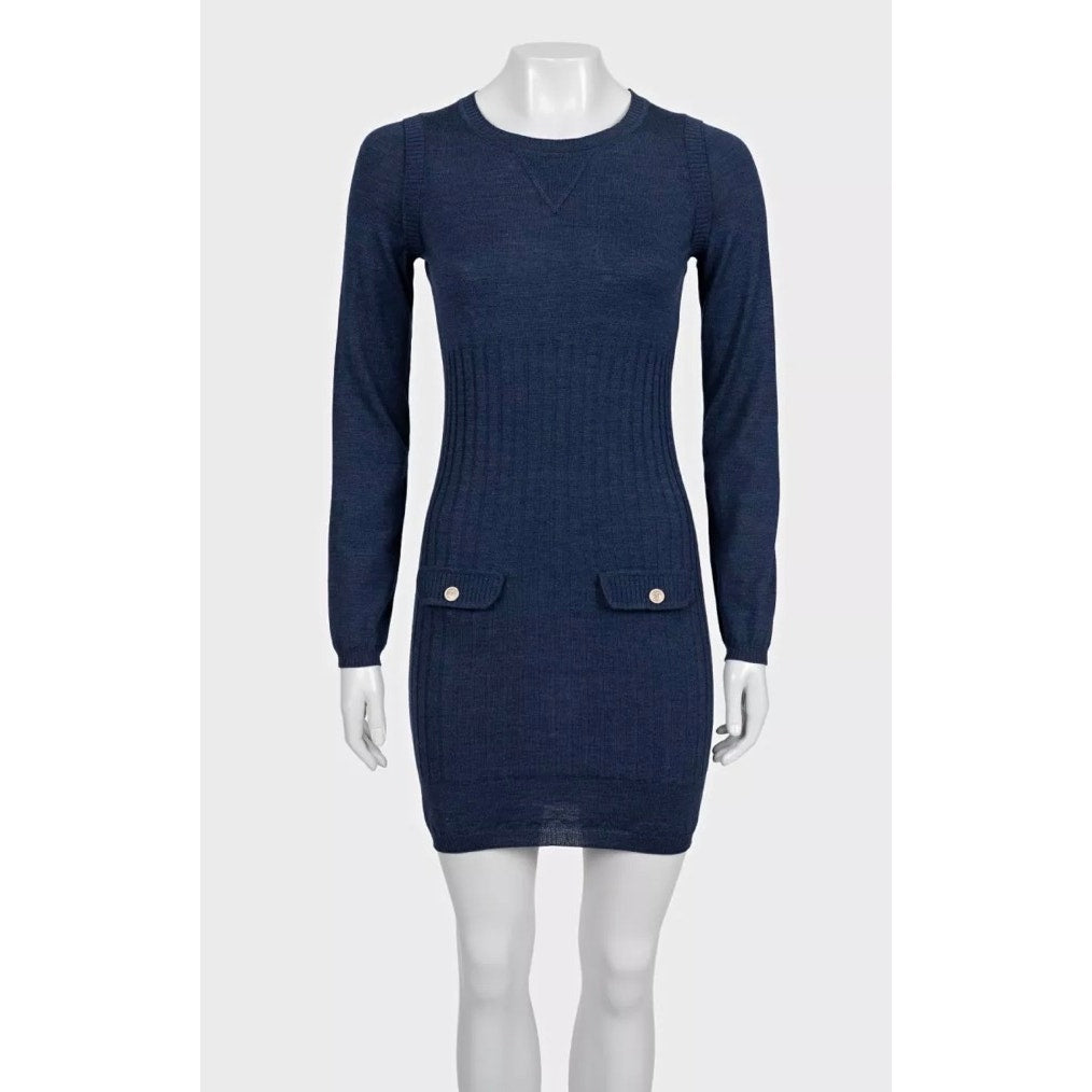 Chanel Fitted Wool & Silk Dress Sz.36 Pre-owned