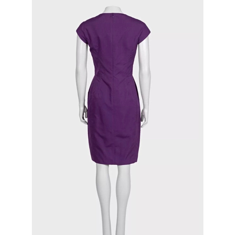 NWT Vintage YSL Purple Cotton Silk Fitted Dress  FR 38 M Pre-owned