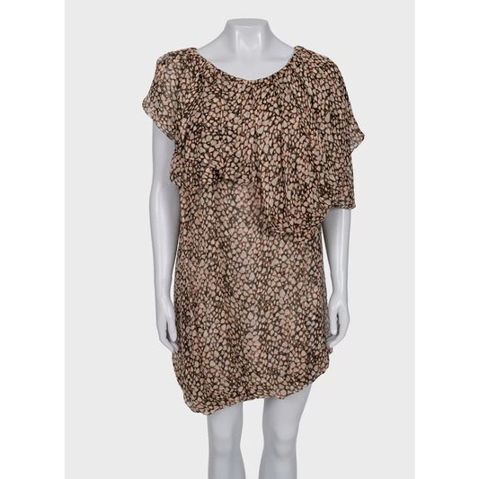 Saint Laurent Asymmetrical Animal Print Silk Dress Sz.38 Pre-owned