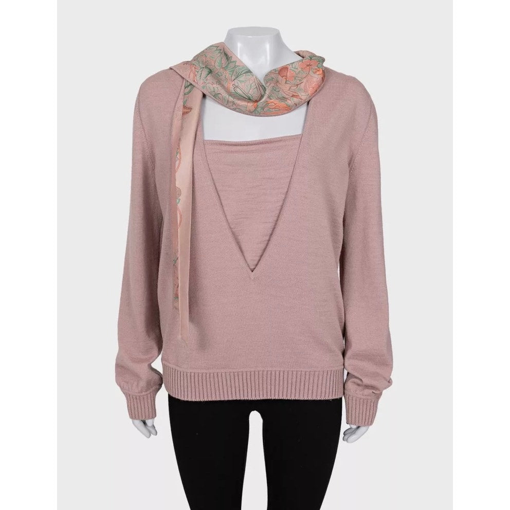 Hermès Vintage Pink Silk Pullover - Size FR 44 Pre-owned