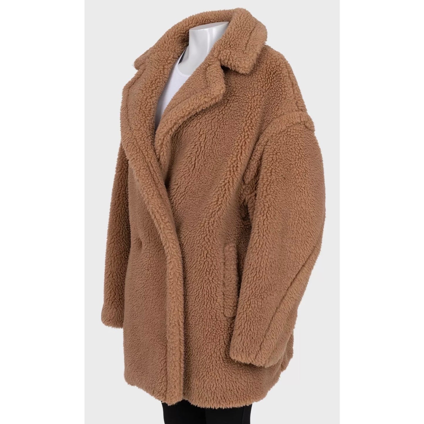 Max Mara Luxe Camel Wool & Silk Cropped Coat - Size L Pre-owned