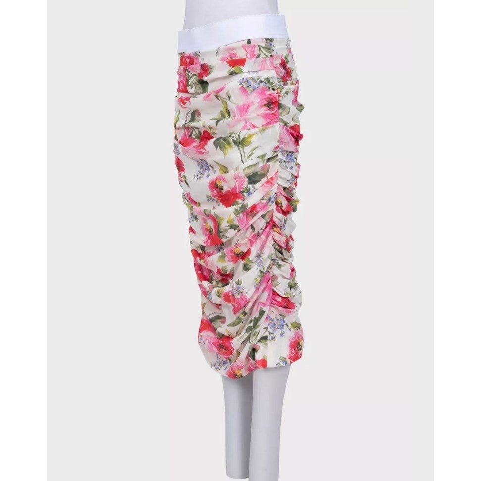Dolce & Gabbana Floral Draped Silk Skirt IT 44/L Pre-owned