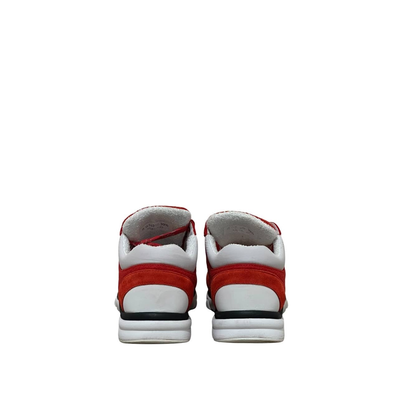 Chanel CC Logo Red Suede & Tweed Sneakers Size 39.5 Pre-owned