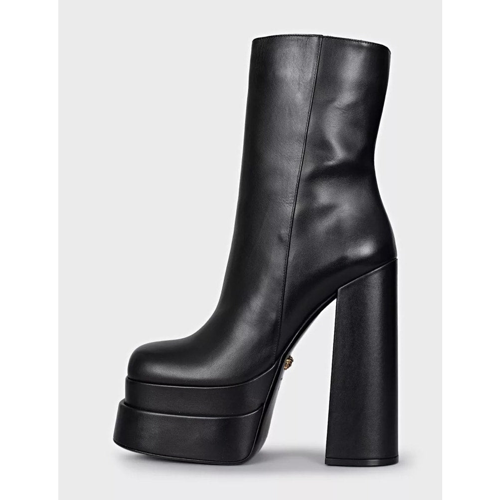 NWB Versace Intrico Black Leather Ankle Boots Sz.41 pre-owned