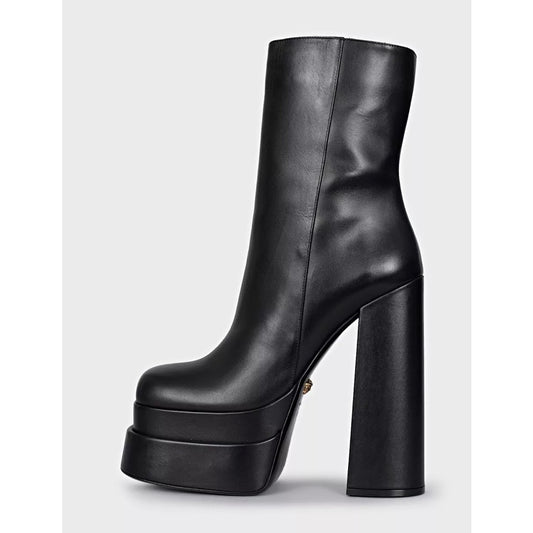 NWB Versace Intrico Black Leather Ankle Boots Sz.41 pre-owned