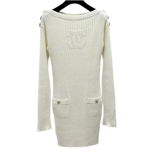 Chanel CC Logo Knited Dress Sz.34 Pre-owned