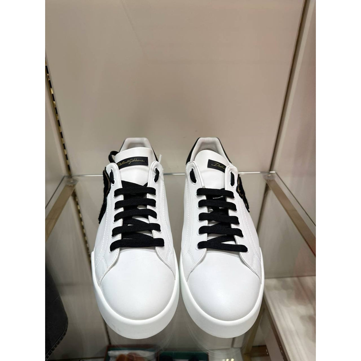 NWOB Dolce & Gabbana White Leather DG Logo Sneakers Sz.44/11 Pre-owned
