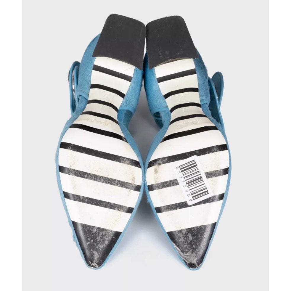 Louis Vuitton Blue Haircalf Leather Pointed Toe Pumps 38 Pre-owned