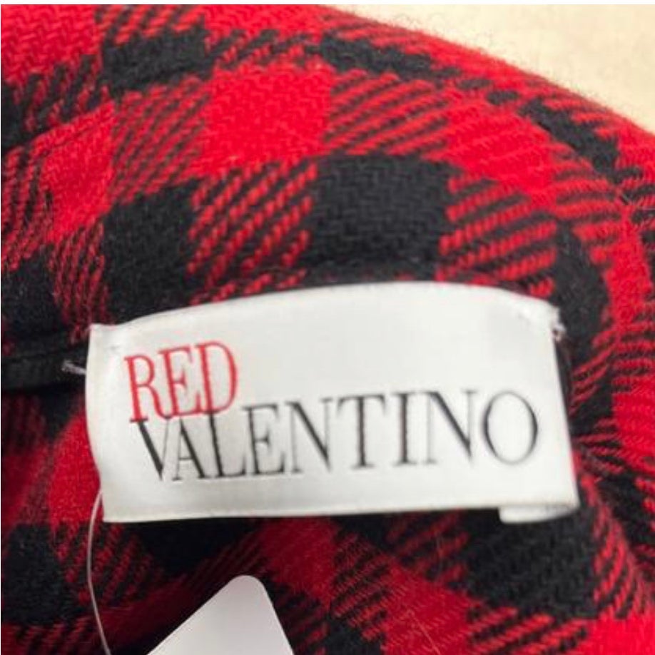 Red Valentino Checked Double-Breasted Wool Blend Coat Sz.38 Pre-owned