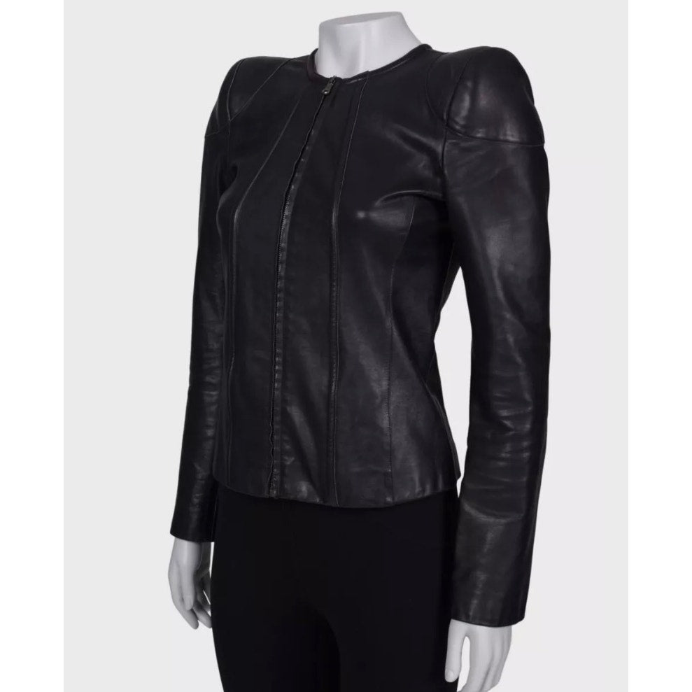 Roberto Cavalli Black Leather Jacket - Size XS (IT38) pre-owned