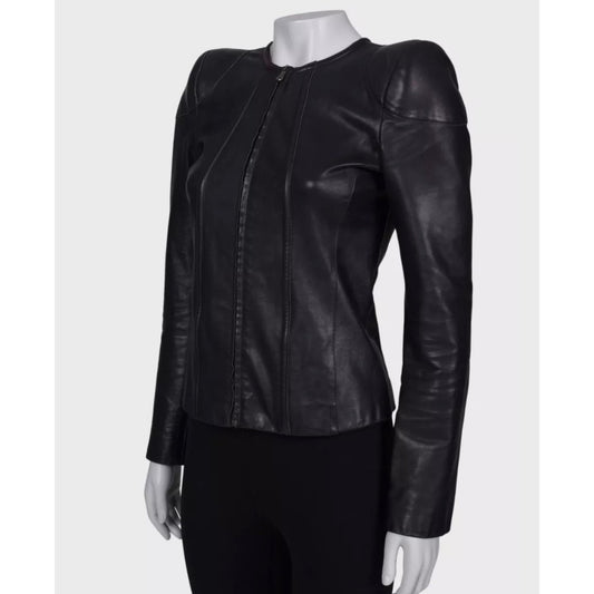 Roberto Cavalli Black Leather Jacket - Size XS (IT38) pre-owned