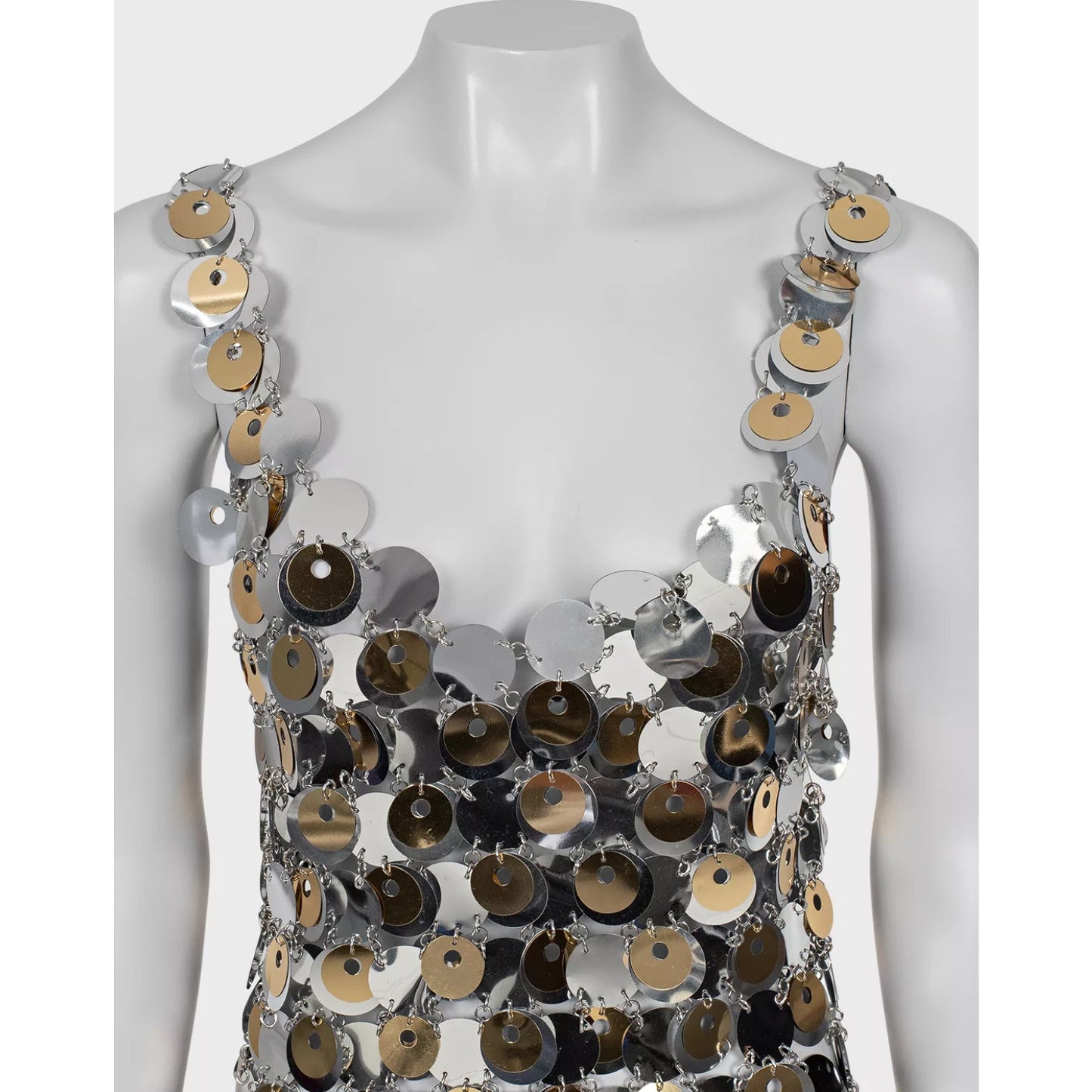 H&M x Paco Rabanne Silver Sequin Dress Sz. M Pre-owned