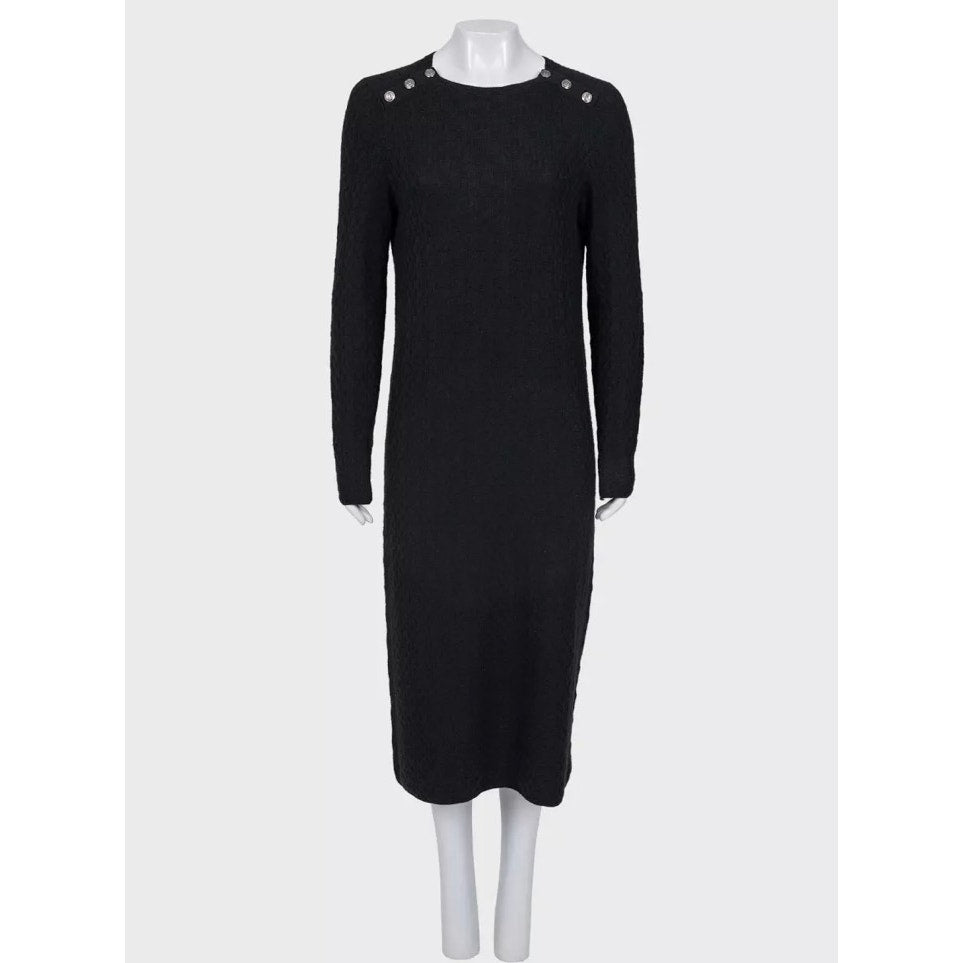 Chanel Black Cashmere & Silk Knit Midi Dress - Sz.42 (M) pre-owned