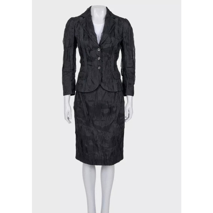 Dolce & Gabbana Black Silk Pleated Suit - IT40/S pre-owned