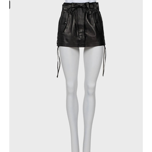 Saint Laurent Black Leather Mini Skirt - Size FR36 / S Pre-owned