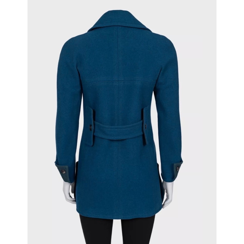 Chanel Cropped Blue Wool Double-Breasted Coat Sz.38 pre-owned