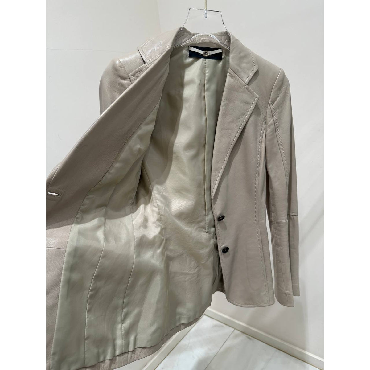 Gucci Vintage Tom Ford Era Ivory Leather Blazer Sz.38 Pre-owned