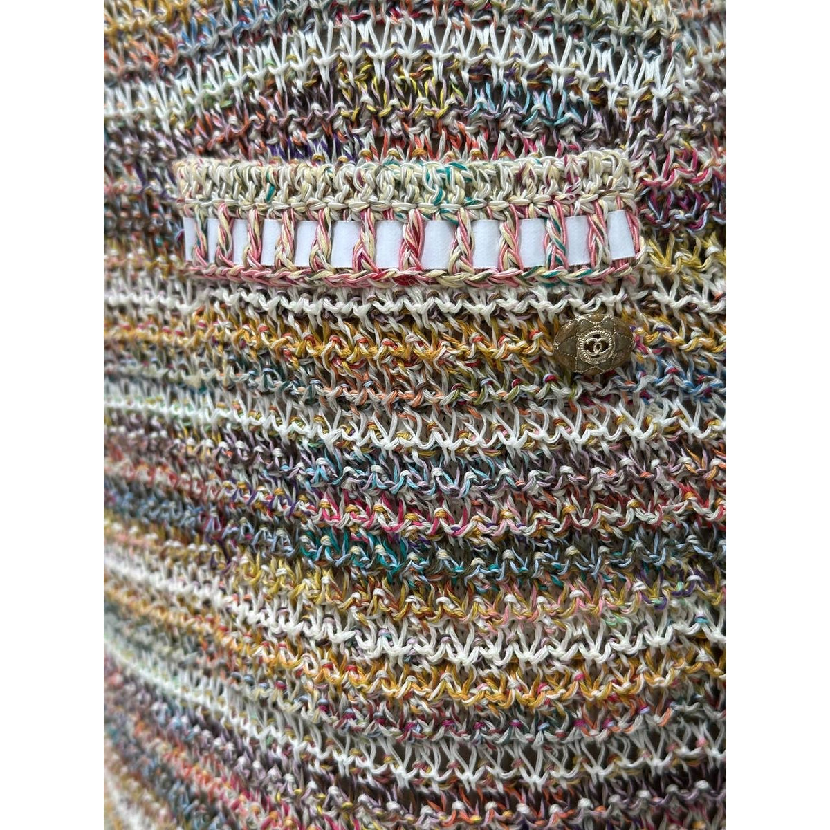 CHANEL 17C Cuba Collection Multicolor Knit Dress Sz.34 Pre-owned
