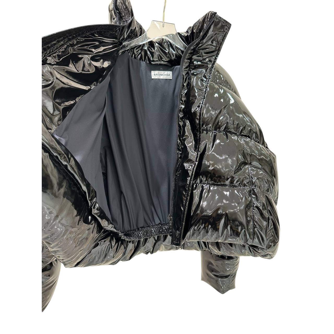 Balenciaga Black Lacquered Puffer Jacket - Size 38 Pre-owned