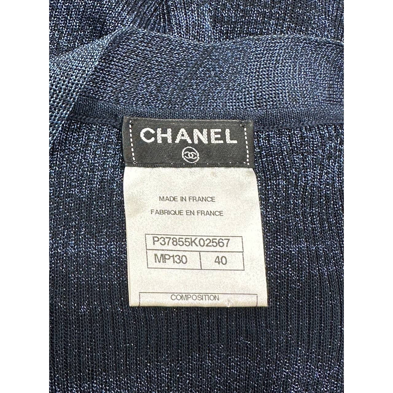 Chanel Navy Metallic Knit Fall 2009 Collection Cardigan  Sz.40 Pre-owned