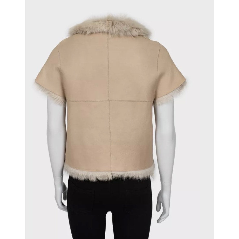 Yves Salomon Brown Leather Shearling Jacket  Sz.36/S Pre-owned