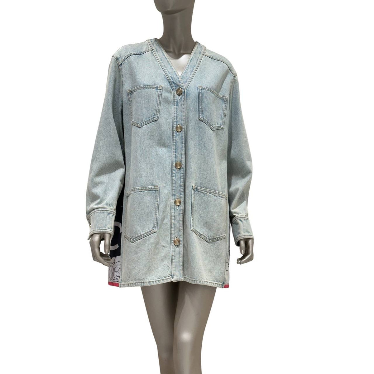 CHANEL 21С Light Blue Denim Overshirt Jacket, FR 40 pre-owned