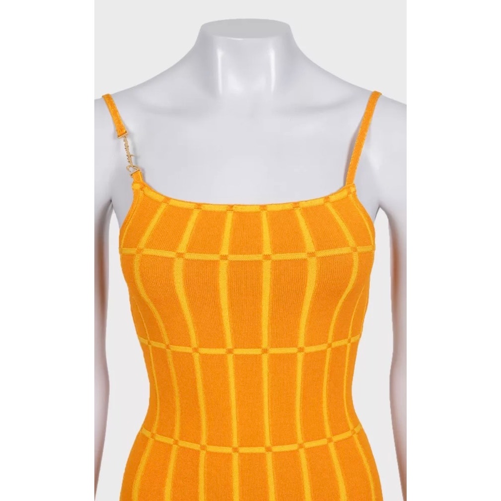 NWOT Jacquemus Maille Malha Orange Knit Mini Dress EU 36 Pre-owned