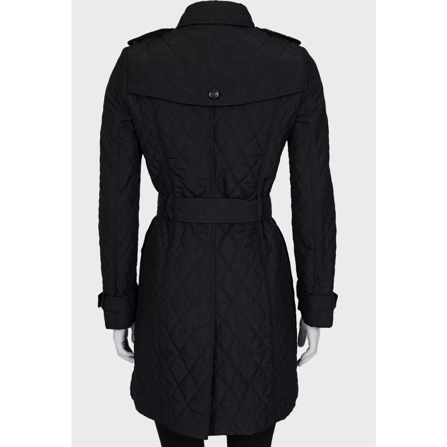 Burberry Black Quilted Belted Coat - Size XS (IT38) Pre-owned