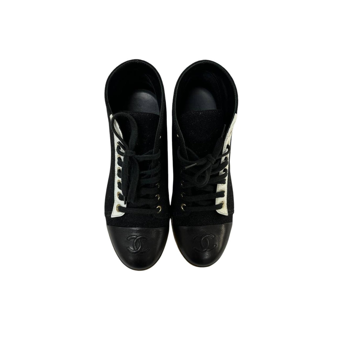 Chanel High-Top Glitter Textile Sneakers Booties Sz.36 Pre-owned