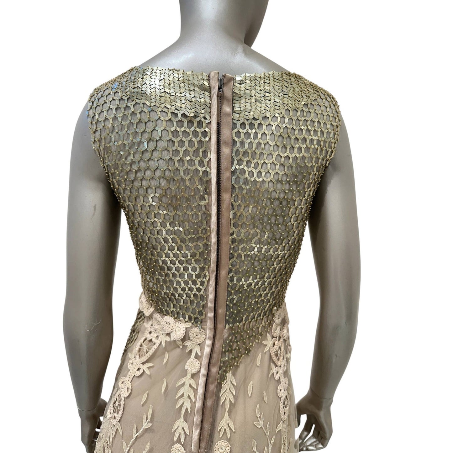 Valentino Silk Gown with Embroidery Mesh Detail Dress  Sz.6 Pre-owned