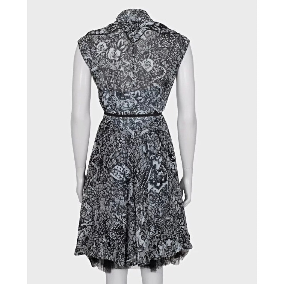 Alexander McQueen Black Silk Lace Evening Dress Sz.40 Pre-owned