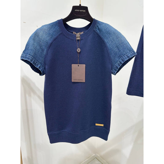 Louis Vuitton Wool & Silk T-Shirt with Denim Sleeves Set - XS Pre-owned
