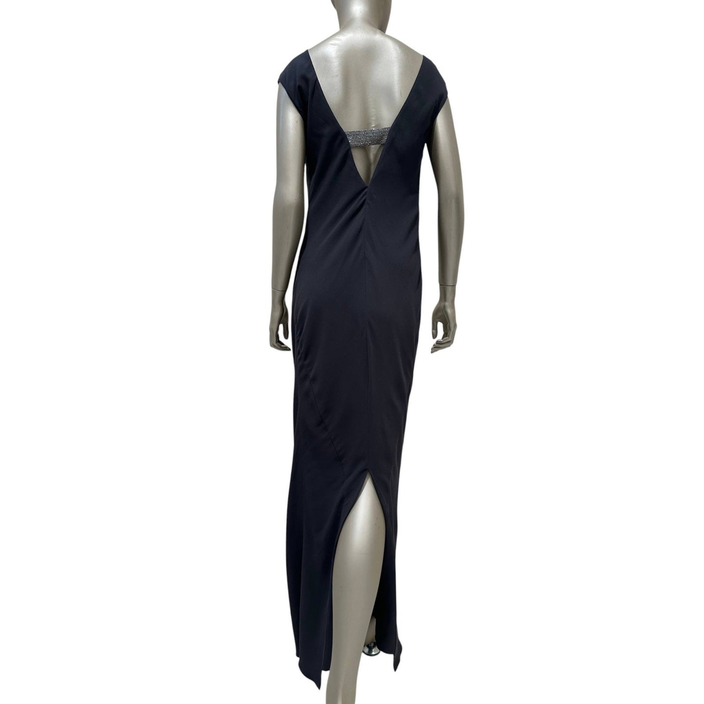 Brunello Cucinelli Gray Silk Open Back Maxi Dress Sz.M Pre-owned