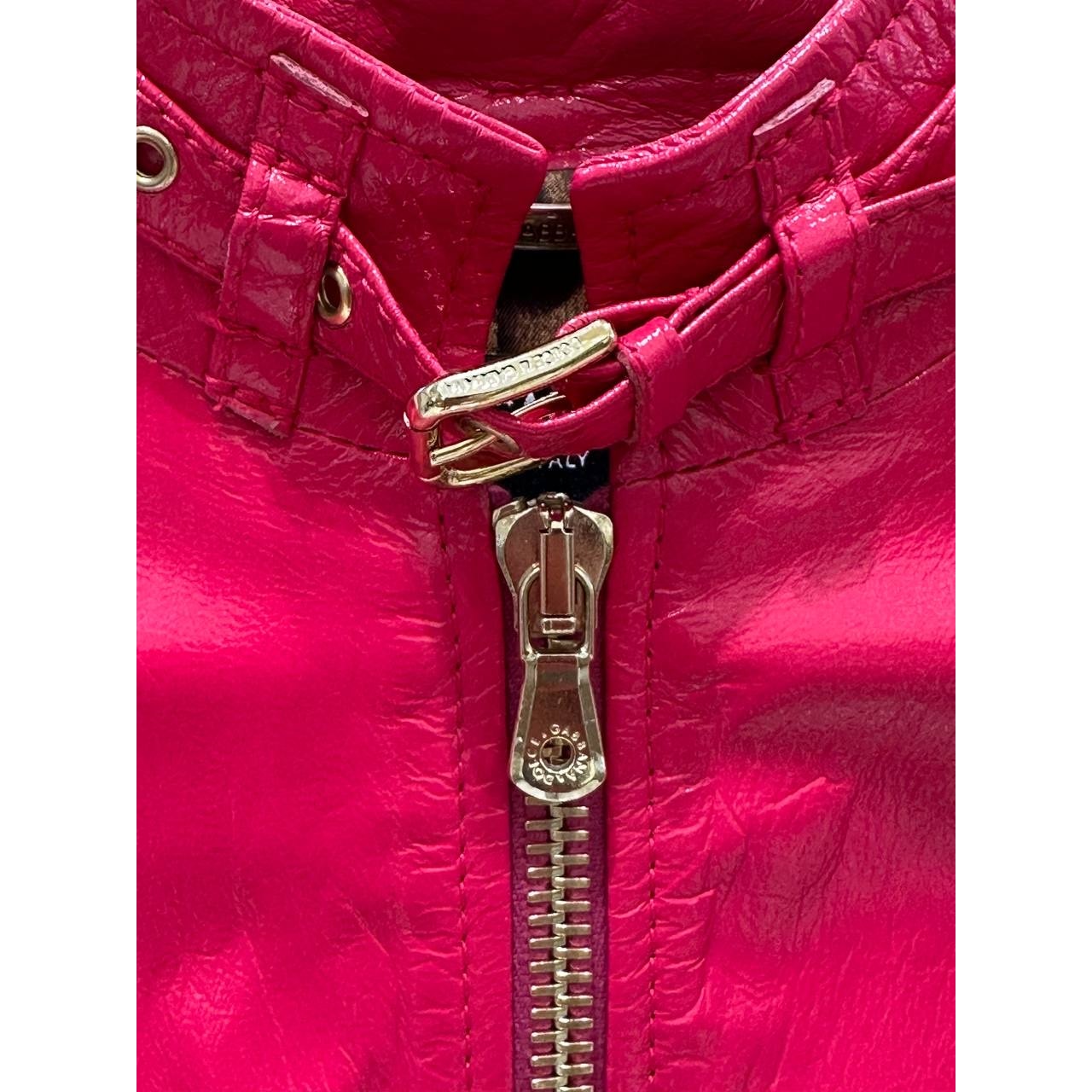 Dolce & Gabbana Fuchsia Cropped Leather Bomber Sz.40 Pre-owned
