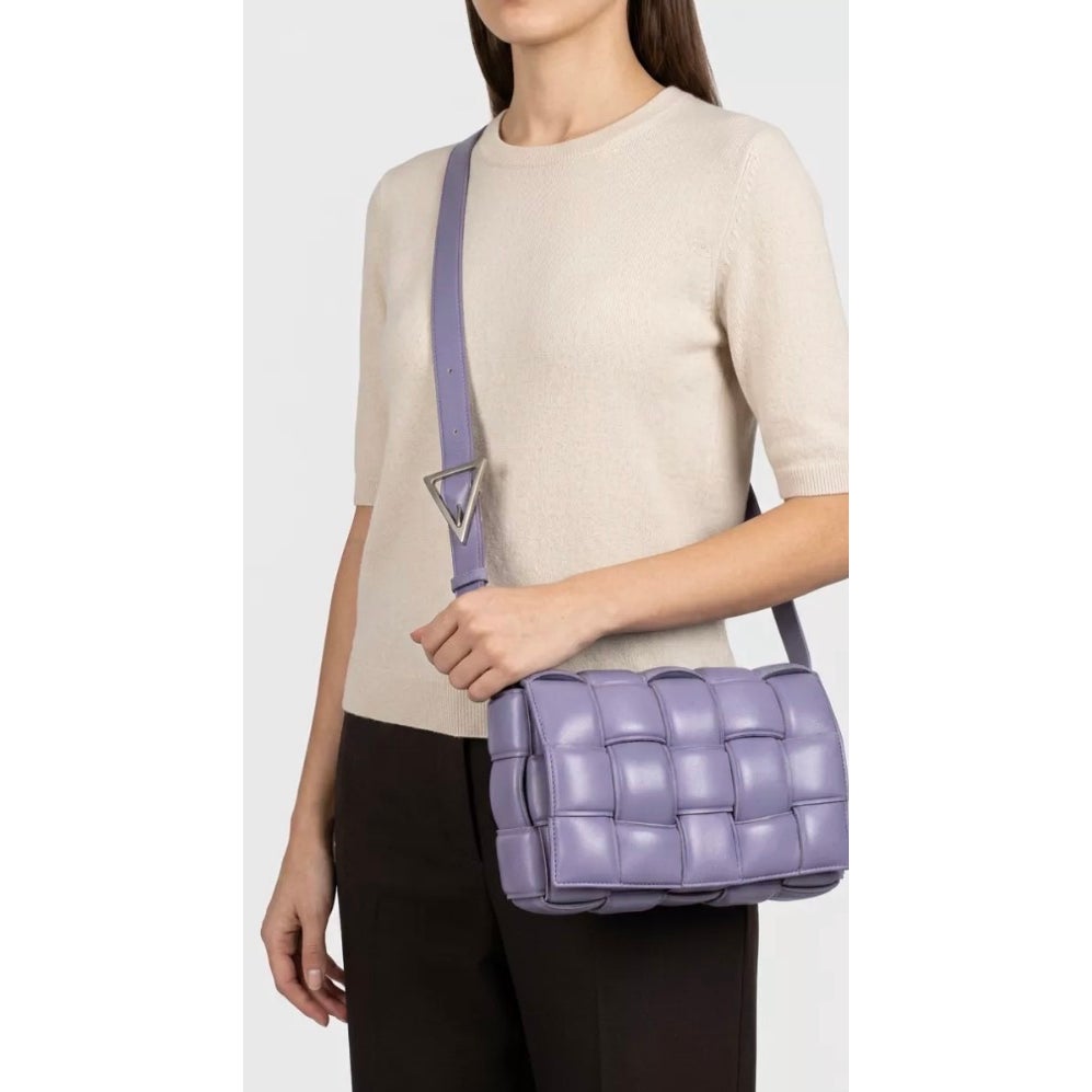 Bottega Veneta Purple Cassette Leather Shoulder Bag Pre-owned