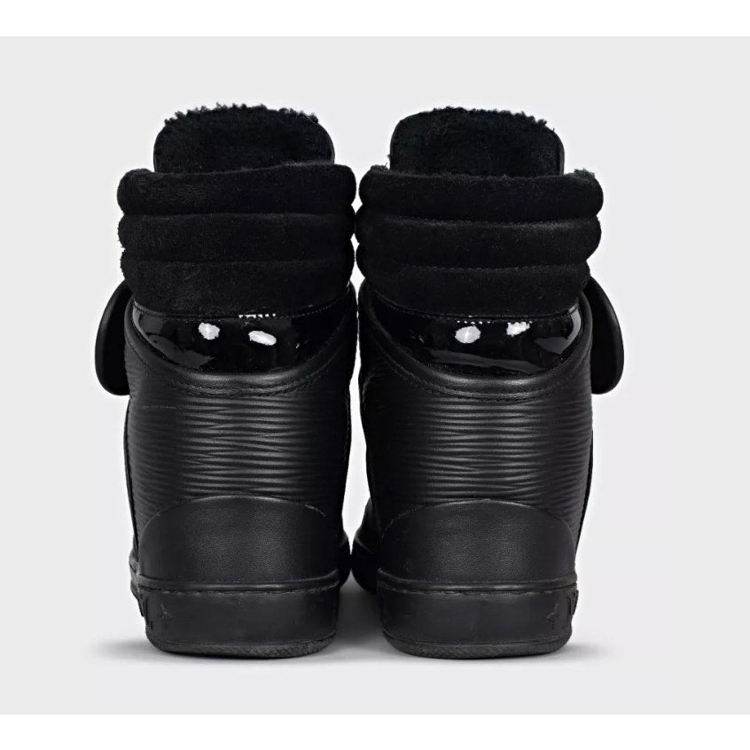 Louis Vuitton Black Leather Wedge Sneakers - Size 34.5 Pre-owned