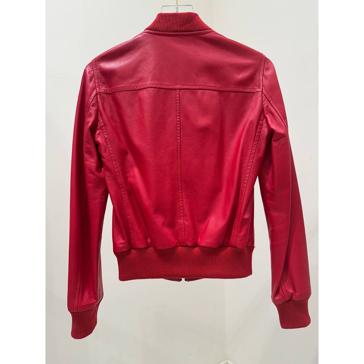Dolce & Gabbana Red Lambskin Bomber Jacket, IT 40 Pre-owned