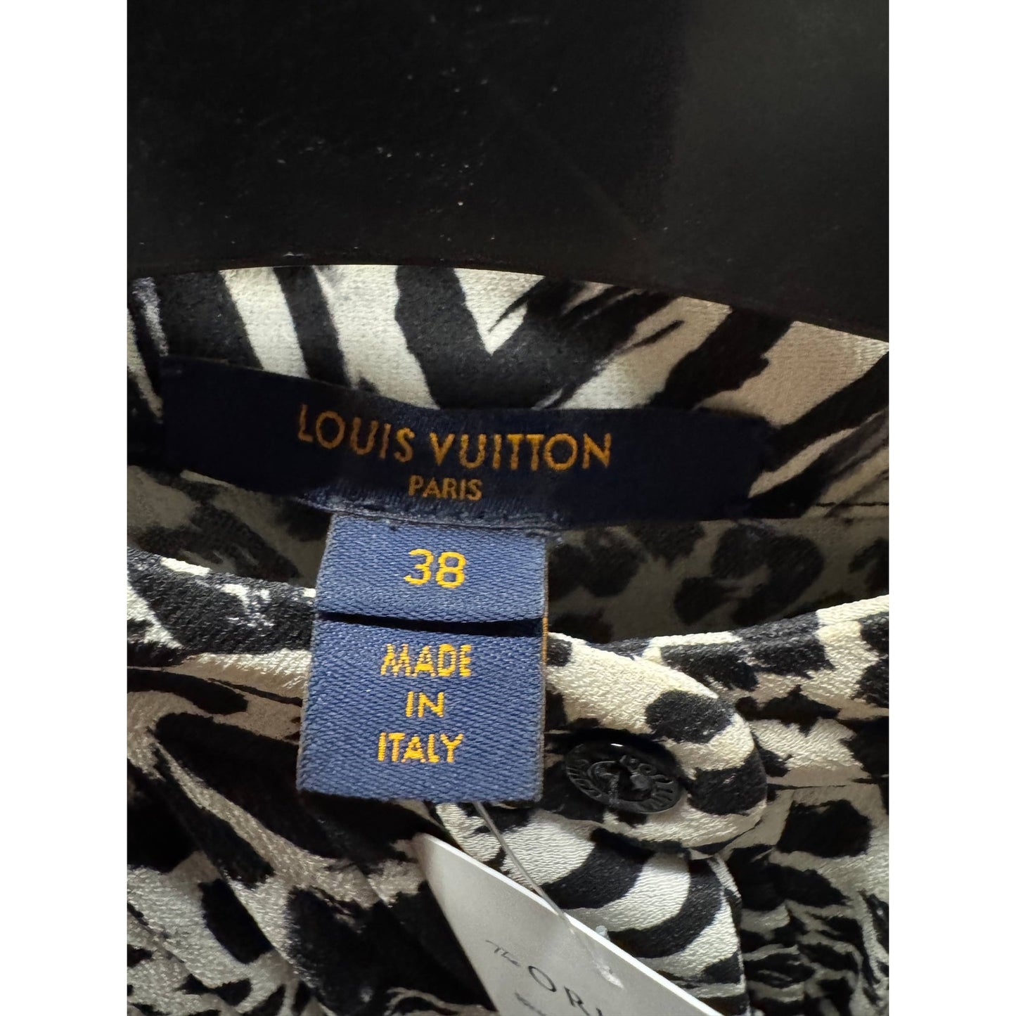 Louis Vuitton Black & White Pleated Silk Shirt Dress Sz.38 Pre-owned