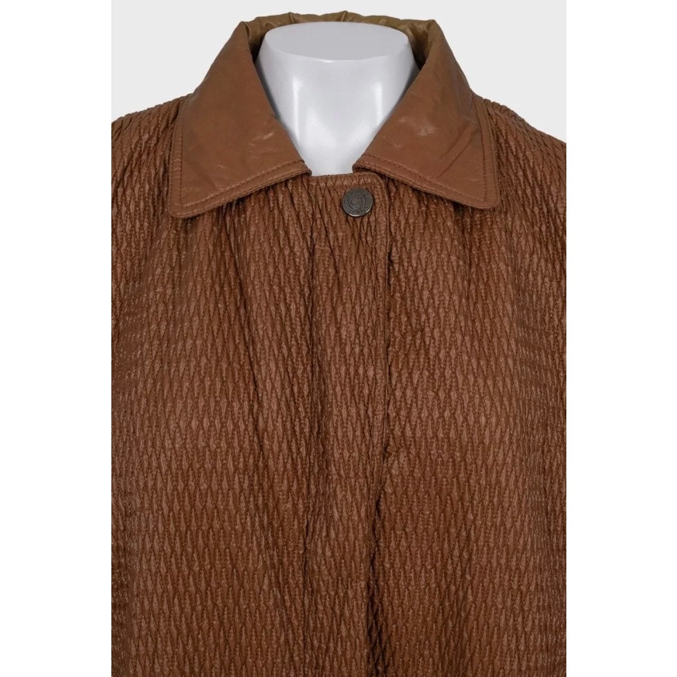 Roberto Cavalli Quilted Brown Zip-Up Jacket Sz.44 Pre-owned