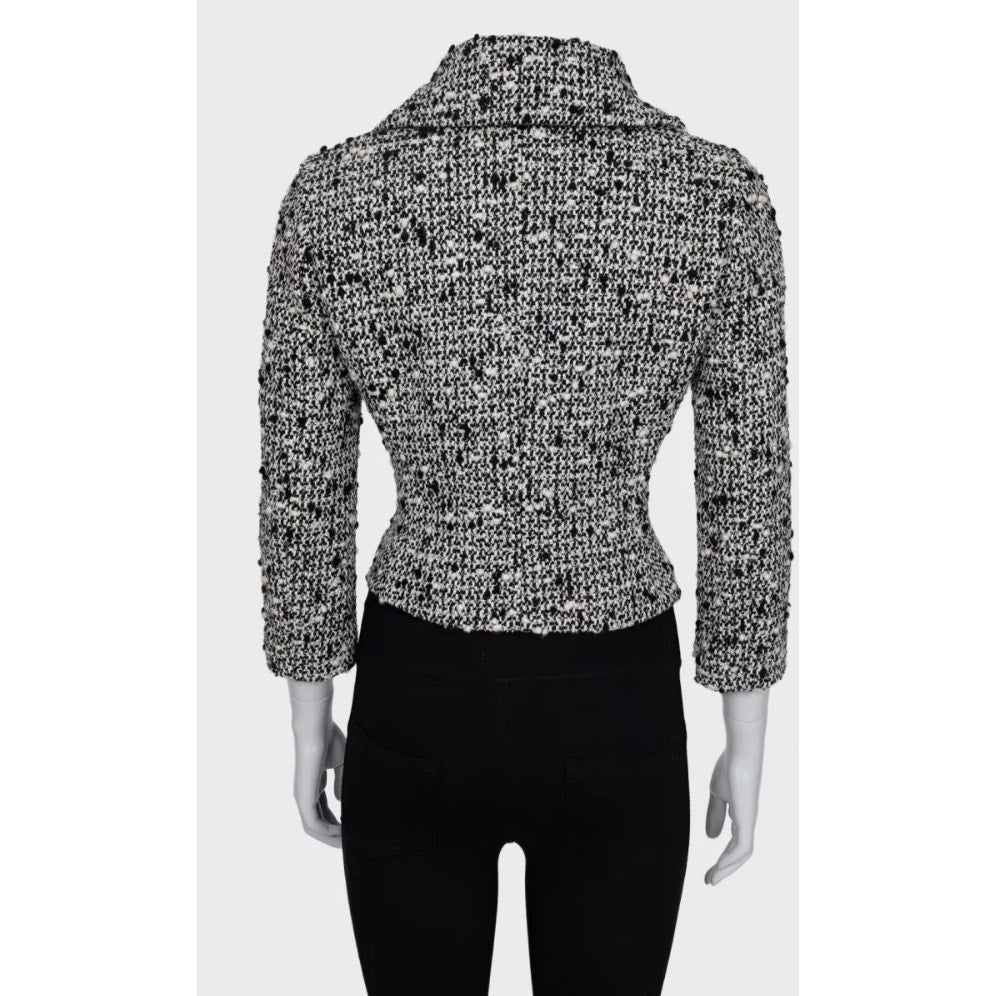 Giambattista Valli Black & White Cropped Wool Coat Sz.40L Pre-owned