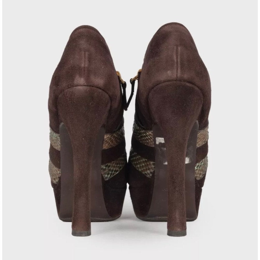 Saint Laurent Brown Suede Ankle Boots - Sz 38.5 pre-owned