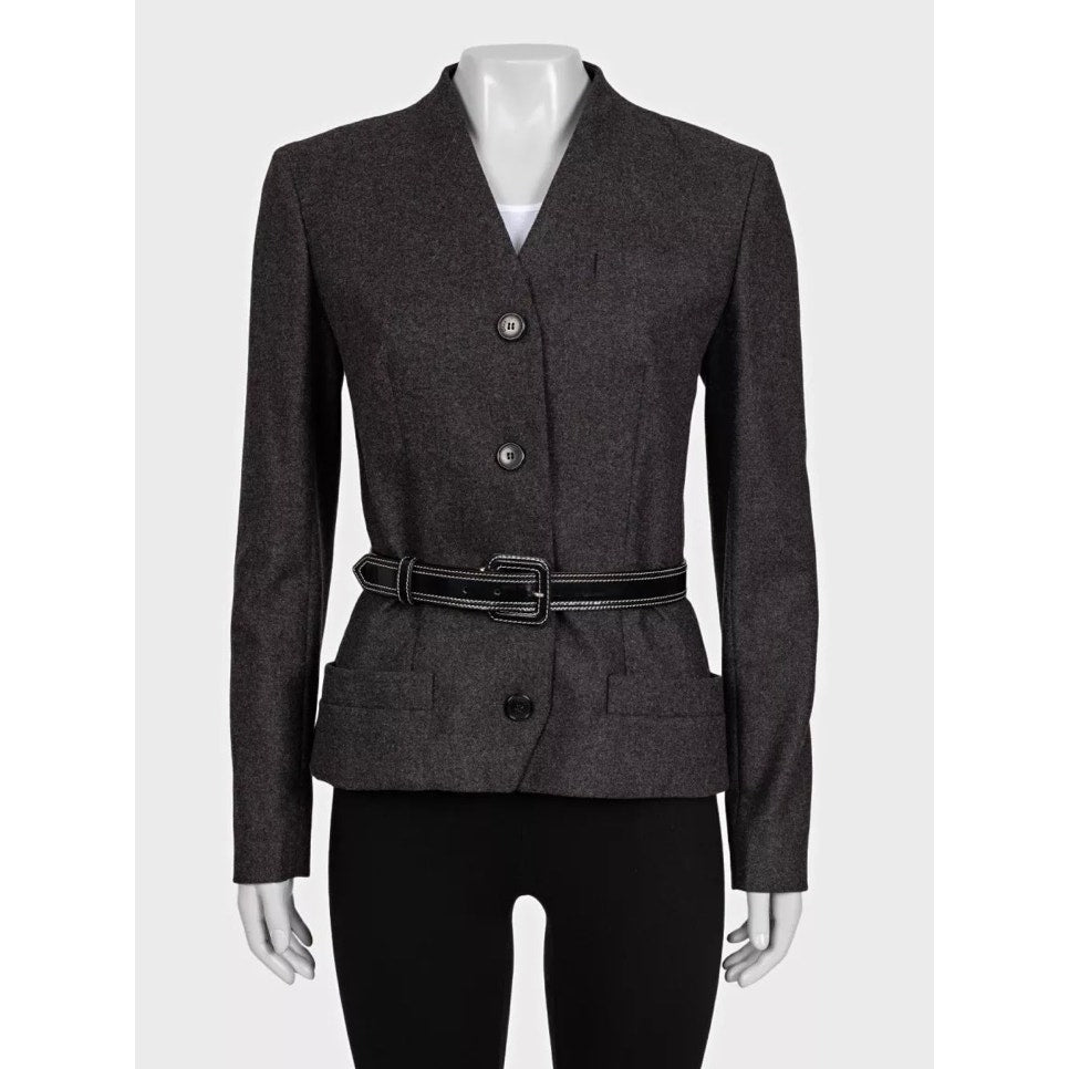 Christian Dior Gray Wool Angora Fitted Jacket Sz.38 Pre-owned