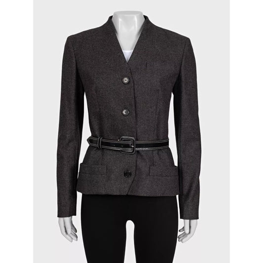 Christian Dior Gray Wool Angora Fitted Jacket Sz.38 Pre-owned