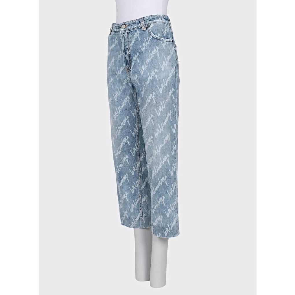 Balenciaga Cropped Jeans Signature Print W28/M pre-owned