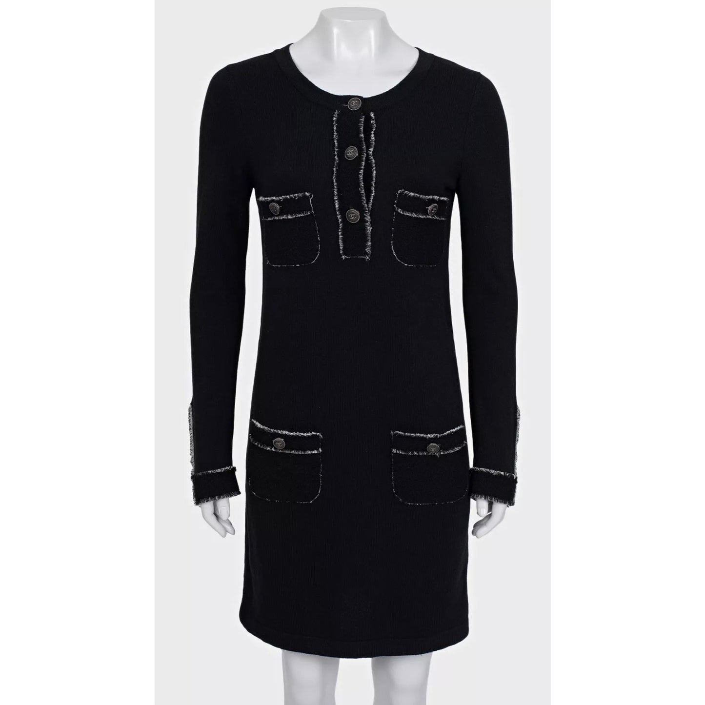 NWOT Chanel Cashmere Dress with Signature Buttons Sz.36 Pre-owned