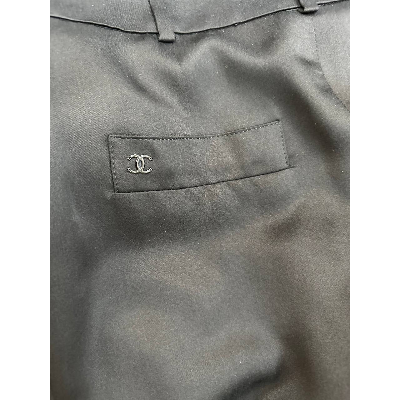CHANEL Black Silk Straight Leg Pants  Size 34 Pre-owned