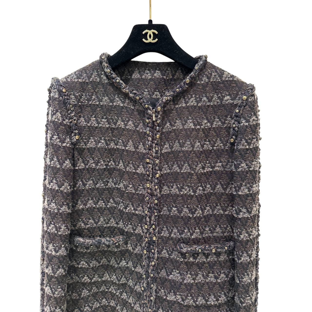 CHANEL Brown Wool Blend Tweed Paris-Dallas Jacket  Sz.38 pre-owned